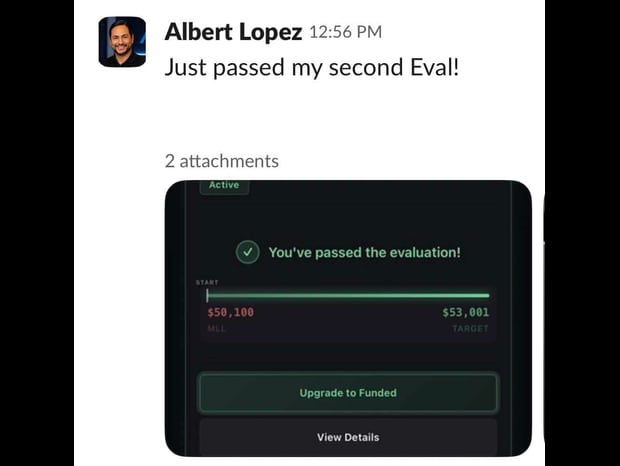 Member result — second eval passed