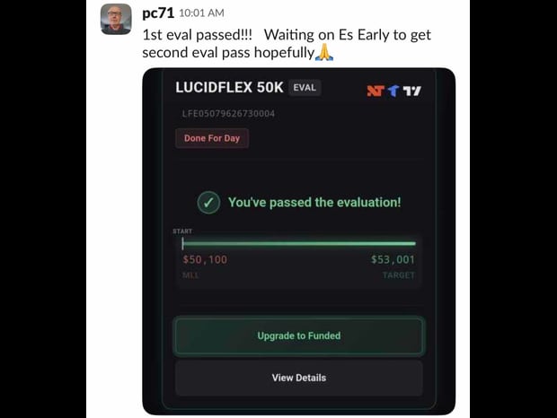 Member result — first eval passed