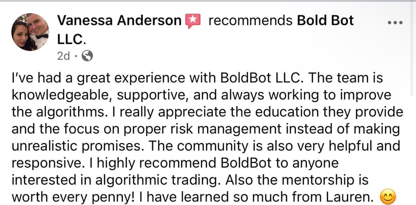 Facebook recommendation for Bold Bot LLC