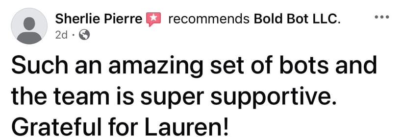 Facebook recommendation for Bold Bot LLC