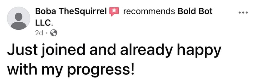 Facebook recommendation for Bold Bot LLC