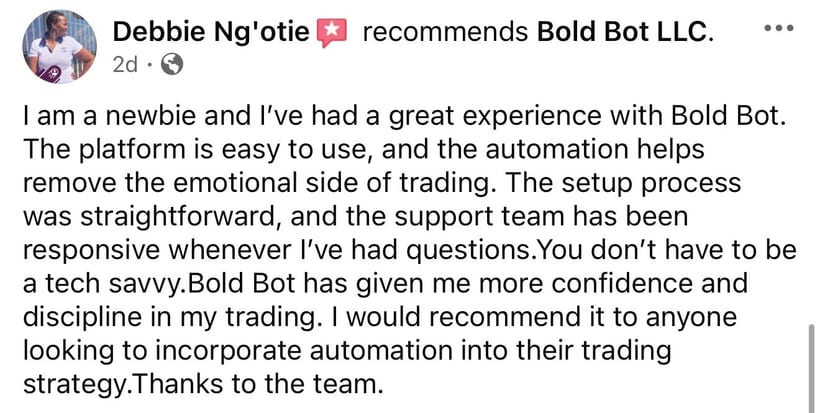 Facebook recommendation for Bold Bot LLC